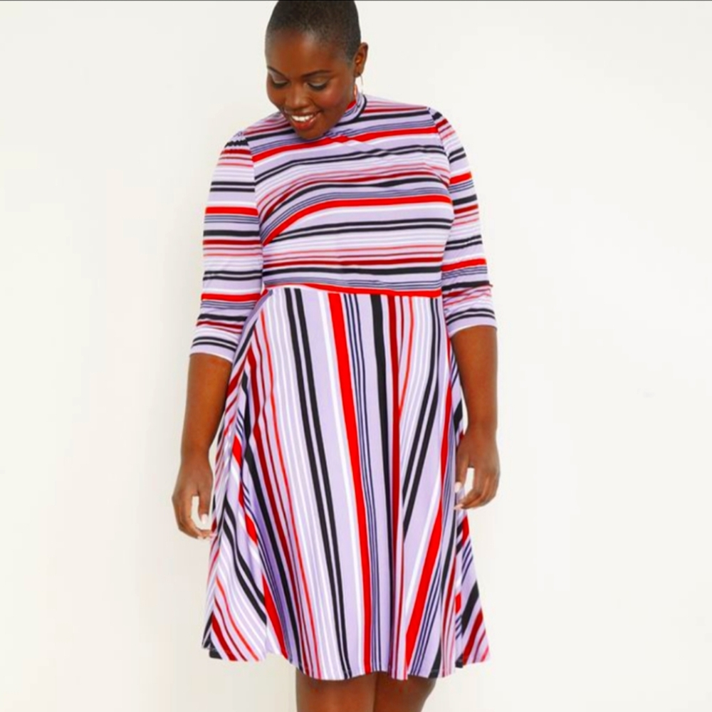 NWT Eloquii Striped Multicolor A-Line Dress